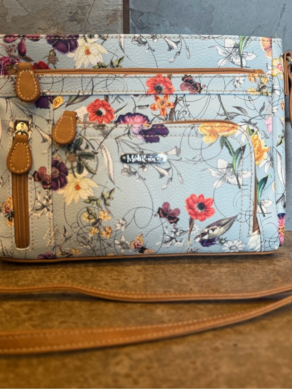 Floral Crossbody Bag in Light Blue by MultiSac